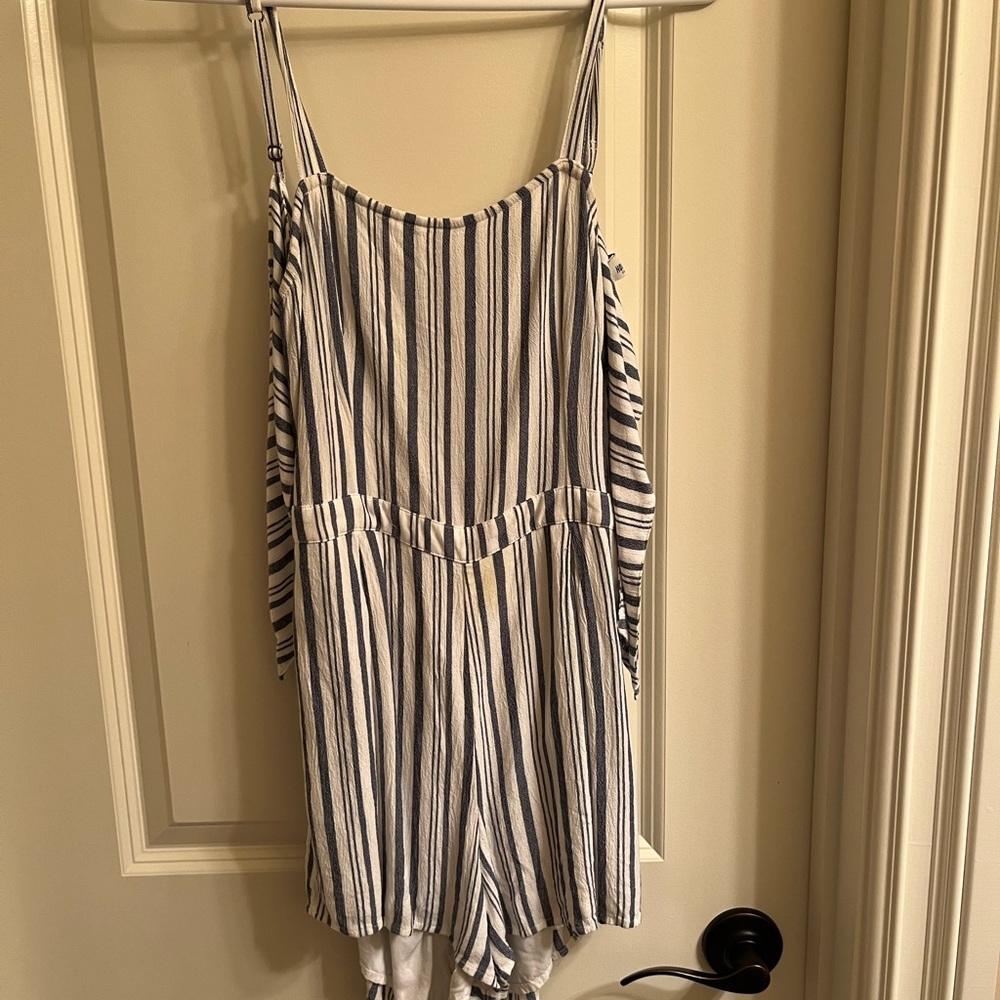 Holister blue and white striped romper